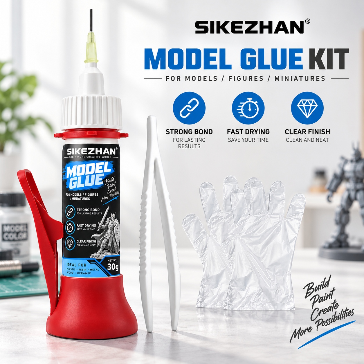 Woodworking Glue - SIKEZHAN Modellkleber 30g Präzisions-Nadelkleber-Set mit Pinzette